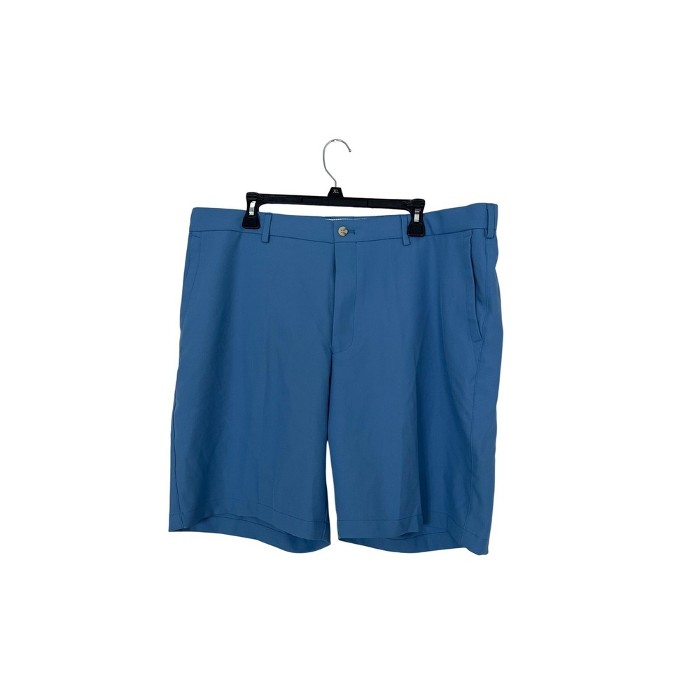 Peter Millar Crown Sport Mens Blue Golf Shorts Performance Flat Front Size 42